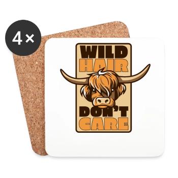 Wilde Haare kümmern sich nicht um Highland Cow Züchter - Untersetzer (4er-Set) - Weiß - Vorne