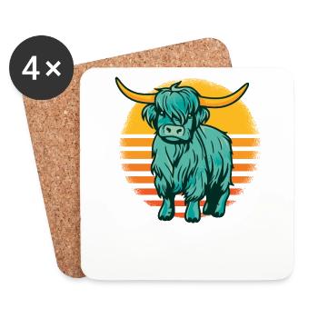 Retro Highland Kuh Highland Färse Züchter - Untersetzer (4er-Set) - Weiß - Vorne