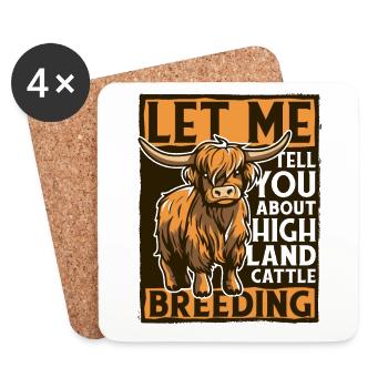 Laissez-moi vous parler de l’élevage de vaches Highland - Dessous de verre (lot de 4) - blanc - Devant