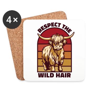 Respektiere den Züchter der Wild Hair Highland Cow - Untersetzer (4er-Set) - Weiß - Vorne