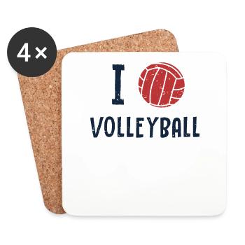 I love Volleyball Volleyballfreak Volleyballerin - Untersetzer (4er-Set) - Weiß - Vorne