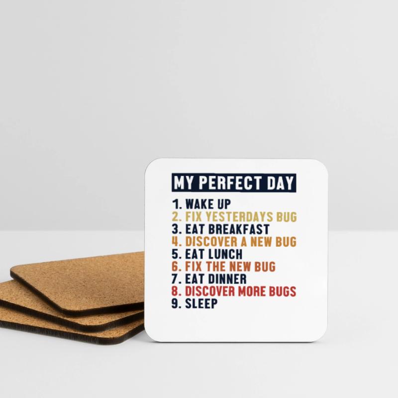 Fix Bugs Perfect Day Developer Coder Programmer Coasters (set of 4)