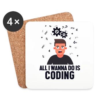 Tout ce que je veux faire, c’est coder Développeur Codeur - Dessous de verre (lot de 4) - blanc - Devant