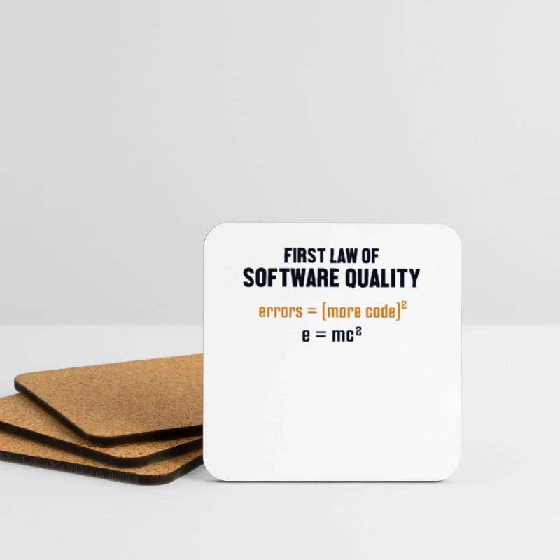 First Law of Software Quality Developer Coder Coasters (set of 4)