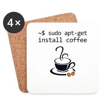 Sudo Install Coffee Informatiker Admin - Untersetzer (4er-Set) - Weiß - Vorne