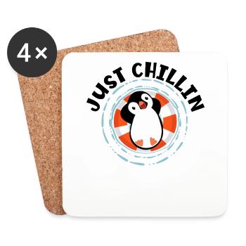 Just Chillin Emperor Penguin Seabird King Penguin - Coasters (set of 4) - white - Front