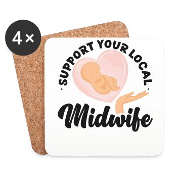 Nurse Midwife Birth Worker Support - Untersetzer (4er-Set) - Weiß - Vorne