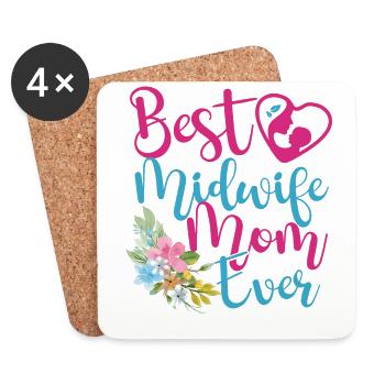 Infirmière Sage-femme Accoucheuse Maman - Dessous de verre (lot de 4) - blanc - Devant