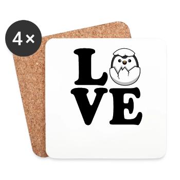 Penguin Love Seabird King Penguin Emperor Penguin - Coasters (set of 4) - white - Front