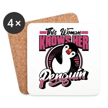 This Woman Knows Her Penguin Seabird - Coasters (set of 4) - white - Front