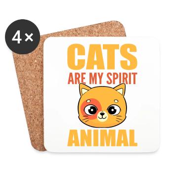 Cats Are My Spirit Animal Kätzchen Hauskatze Katze - Untersetzer (4er-Set) - Weiß - Vorne