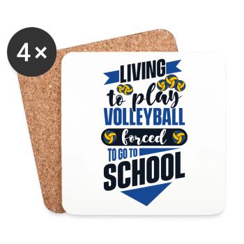 Vivre pour jouer au volley-ball forcé d’aller à l’école - Dessous de verre (lot de 4) - blanc - Devant