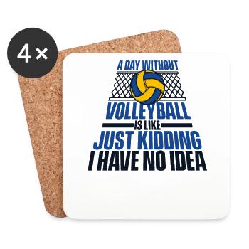 A Day Without Volleyball Is Like Volleyballfreak - Untersetzer (4er-Set) - Weiß - Vorne