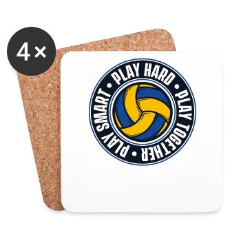 Play Hard Together Smart Volleyballerin Volleyball - Untersetzer (4er-Set) - Weiß - Vorne