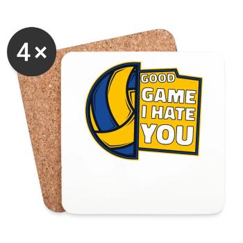 Good Game I Hate You Volleyballspieler Volleyball - Untersetzer (4er-Set) - Weiß - Vorne