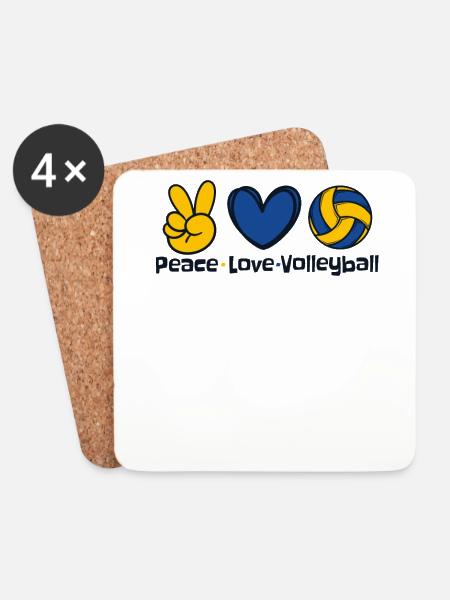 Paix Amour Volley-ball Volley-ball Freak Volley-ball - Dessous de verre (lot de 4) - blanc
