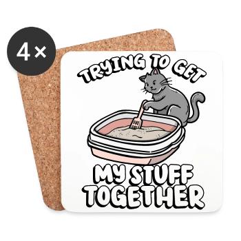 Trying To Get My Stuff Together Funny Kitten - Coasters (set of 4) - white - Front