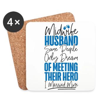 Nurse Midwife Birth Worker Husband - Untersetzer (4er-Set) - Weiß - Vorne
