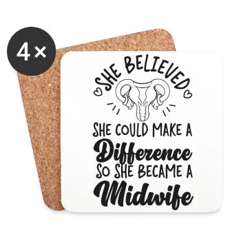 Nurse Midwife Birth Worker She - Coasters (set of 4) - white - Front