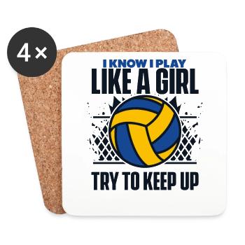 I Know I Play Like A Girl Volleyballfreak - Untersetzer (4er-Set) - Weiß - Vorne