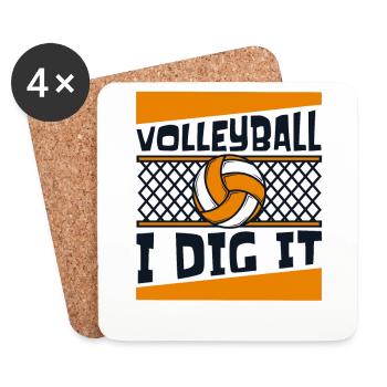 Volley-ball I Dig It Joueur de volley-ball Volley-ball - Dessous de verre (lot de 4) - blanc - Devant