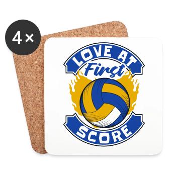 L’amour au premier score Joueur de volley-ball Volley-ball - Dessous de verre (lot de 4) - blanc - Devant