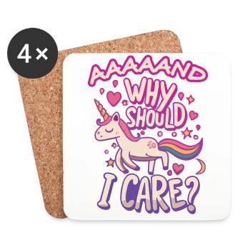 Unicorn Why Should I Care Funny Children's - Coasters (set of 4) - white - Front
