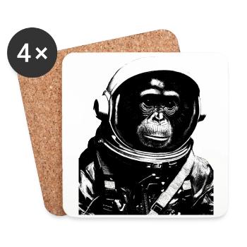 Space Monkey Astronaut Suit Astronomy Moon Landing - Coasters (set of 4) - white - Front