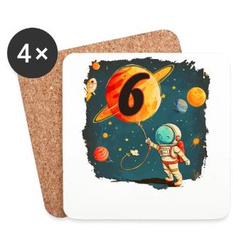 Astronaut Boy 6th Birthday Colorful Universe - Coasters (set of 4) - white - Front