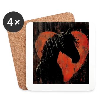 Amour Chevaux Coeur Produit Équestre Cow Girl - Dessous de verre (lot de 4) - blanc - Devant