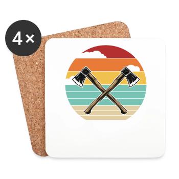 Retro Axe Throwing Game Competition Professional - Coasters (set of 4) - white - Front