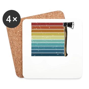 Retro Axe Throwing Competition Game Professional - Coasters (set of 4) - white - Front