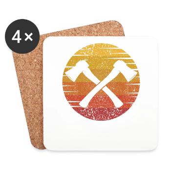 Retro Axe Throwing Game Competition Professional - Coasters (set of 4) - white - Front