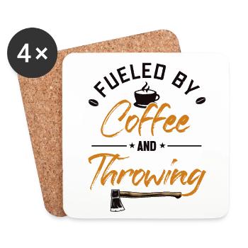 Fueled by Coffee and Axe Throwing Axe Throwing - Coasters (set of 4) - white - Front