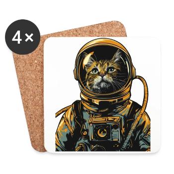 Astronaut Katze Weltraumforscher Lustig - Untersetzer (4er-Set) - Weiß - Vorne