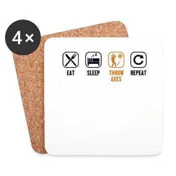 Eat Sleep Throw Axes Repeat Axe Throwing Game Axe - Coasters (set of 4) - white - Front