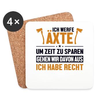 Werfe Äxte habe immer Recht Axe Throwing Game Axe - Coasters (set of 4) - white - Front