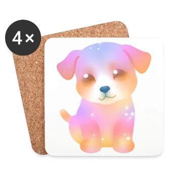 süßer glitzernder Hund - bunter Hundewelpe -kawaii - Untersetzer (4er-Set) - Weiß - Vorne