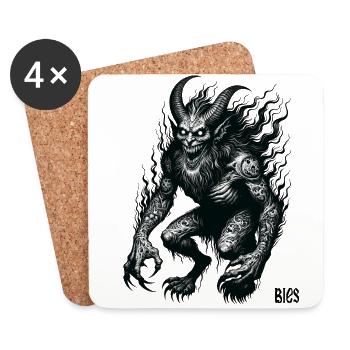 Bies Slavic Mythology Pantheon Folklore Festival - Coasters (set of 4) - white - Front