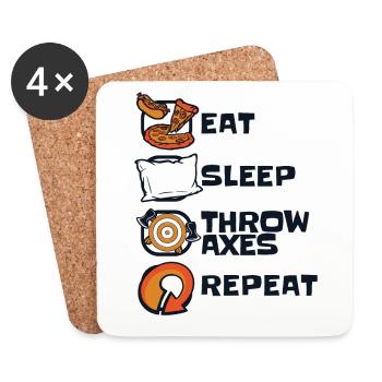 Eat Sleep Throw Axes Repeat Axe Throwing Game Axe - Coasters (set of 4) - white - Front