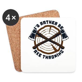 I'd Rather Be Axe Throwing Axe Throwing Game Axe - Coasters (set of 4) - white - Front