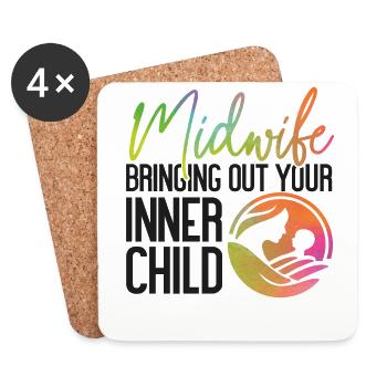 Nurse Midwife Birth Worker Pun - Coasters (set of 4) - white - Front