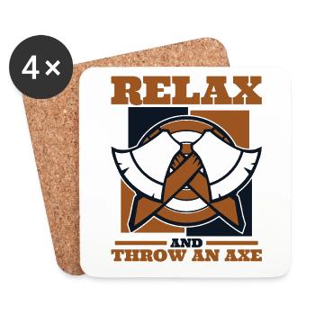 Relax And Throw An Axe Axe Throwing Game Axe - Coasters (set of 4) - white - Front