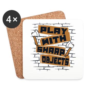 Play With Sharp Objects Axe Throwing Competition - Coasters (set of 4) - white - Front