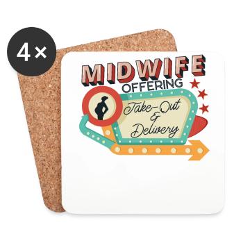 Infirmière sage-femme accoucheuse Sage-femme - Dessous de verre (lot de 4) - blanc - Devant