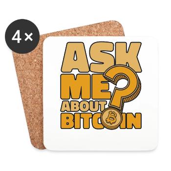 Posez-moi des questions sur la crypto-monnaie Bitcoin Crypto - Dessous de verre (lot de 4) - blanc - Devant