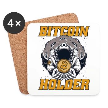 Bitcoin Holder Blockchain Crypto Kryptowährung - Untersetzer (4er-Set) - Weiß - Vorne