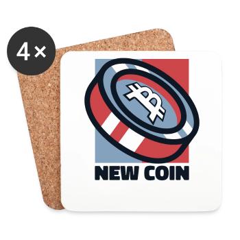 Nouvelle Pièce Crypto-Monnaie Blockchain Crypto Bitcoin - Dessous de verre (lot de 4) - blanc - Devant