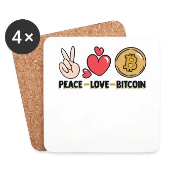 Peace Love Bitcoin Kryptowährung Blockchain - Untersetzer (4er-Set) - Weiß - Vorne