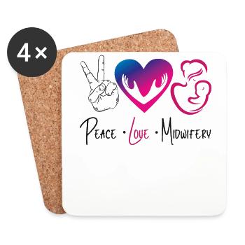 Infirmière, Sage-femme, Accoucheuse, Paix - Dessous de verre (lot de 4) - blanc - Devant